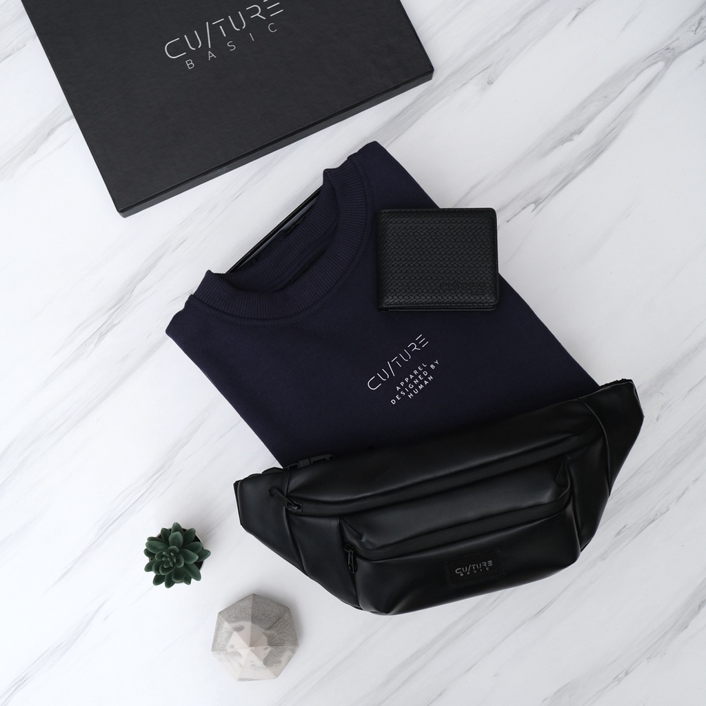 CULTURE BASIC | PAKET BOX LUXURY CREWNECK (CREWNECK+ WAISTBAG + DOMPET) INCLUDE BOX