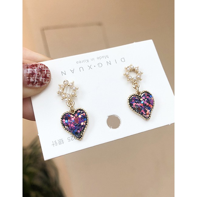 LRC Anting Tusuk Fashion Main Color (love Earrings) Love Sequin Earrings F75293