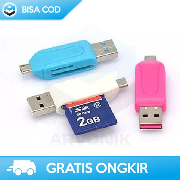 ADAPTER OTG 2 IN 1 USB CARD READER PEMBACA MICRO SD UNIVERSAL MURAH