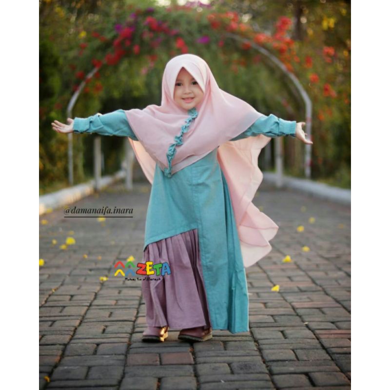BAJU MUSLIM ANAK POLOS KATUN MADINA CORDELIA BY ZETA ( SKY )