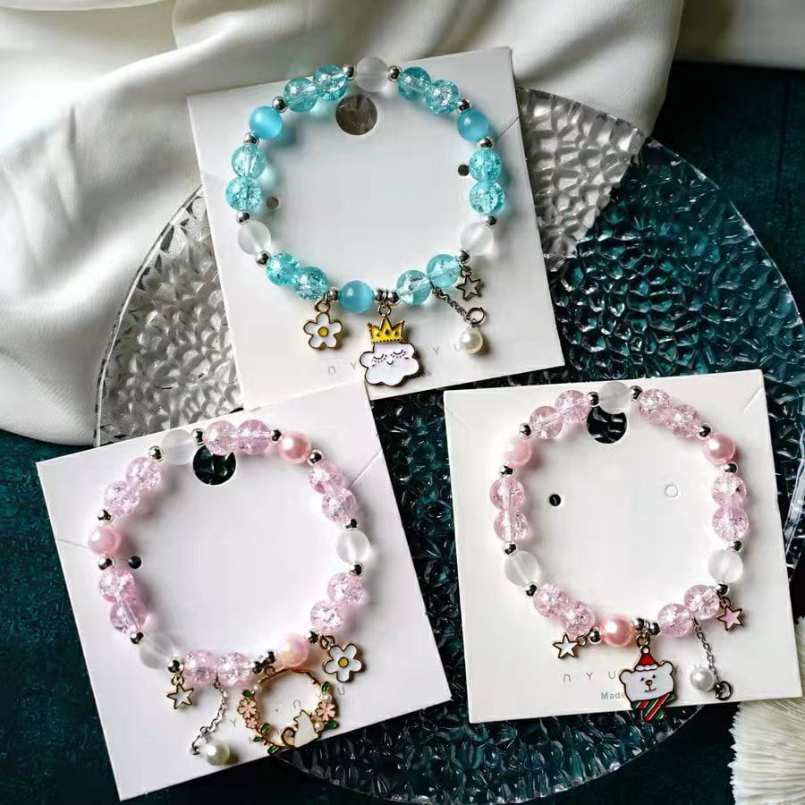 Gelang Unicorn Pearl Anak Premium Korea Pink Kado Cewek Peremuan Bunny