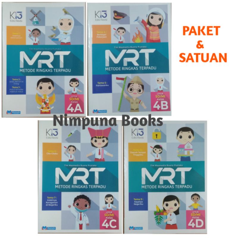 Buku MRT Seri 4A 4B 4C 4D Metode Ringkas Terpadu , untuk SD/MI kelas 4 semester 1 & 2 sesuai kurikul