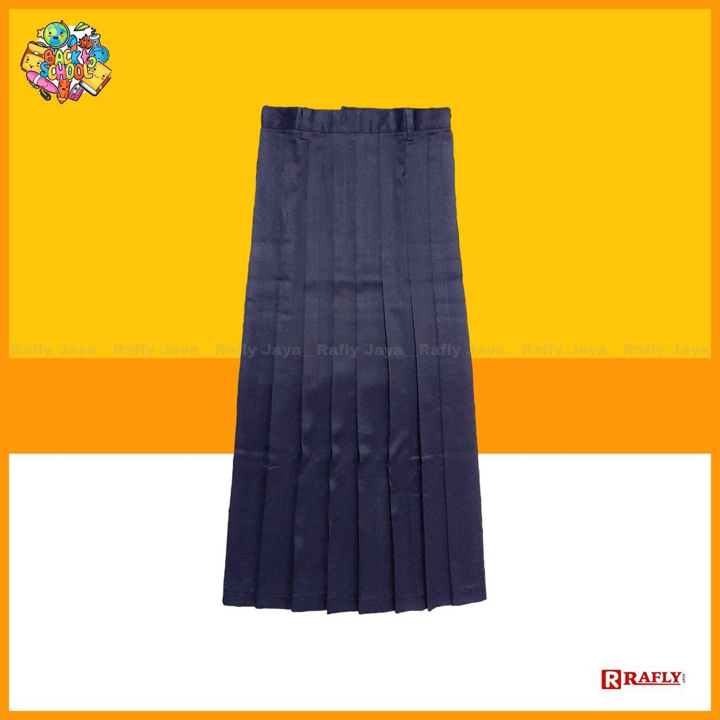 Rok SMP Biru Dongker Navy Rempel Panjang - Seragam Sekolah SMP / Rafly Jaya