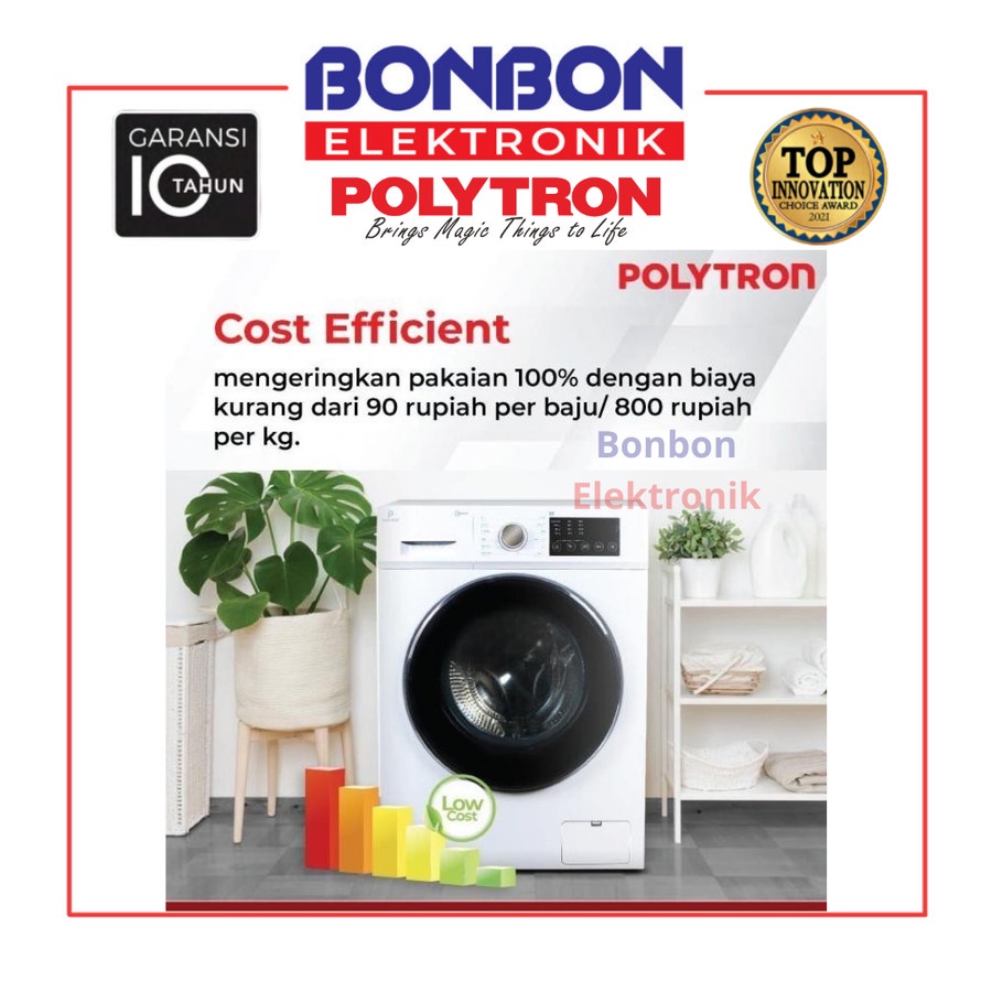 Polytron Mesin Cuci Front Loading 11KG/7KG Dryer PFL 1105 Inverter