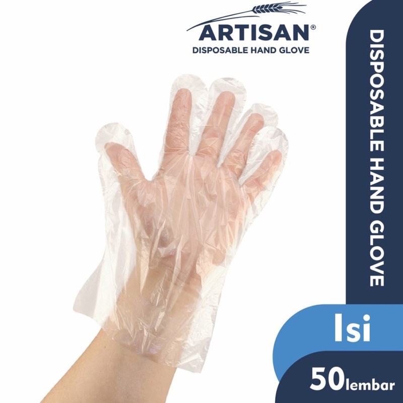 HCS - SARUNG TANGAN PLASTIK ARTISAN / HANDGLOVE DISPOSABLE PLASTIK isi 50 LEMBAR