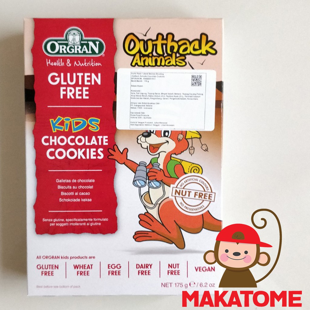 

Orgran Kids Chocolate Cookies 175gr 175 gr Outback Animals Gluten free Biskuit biscuit
