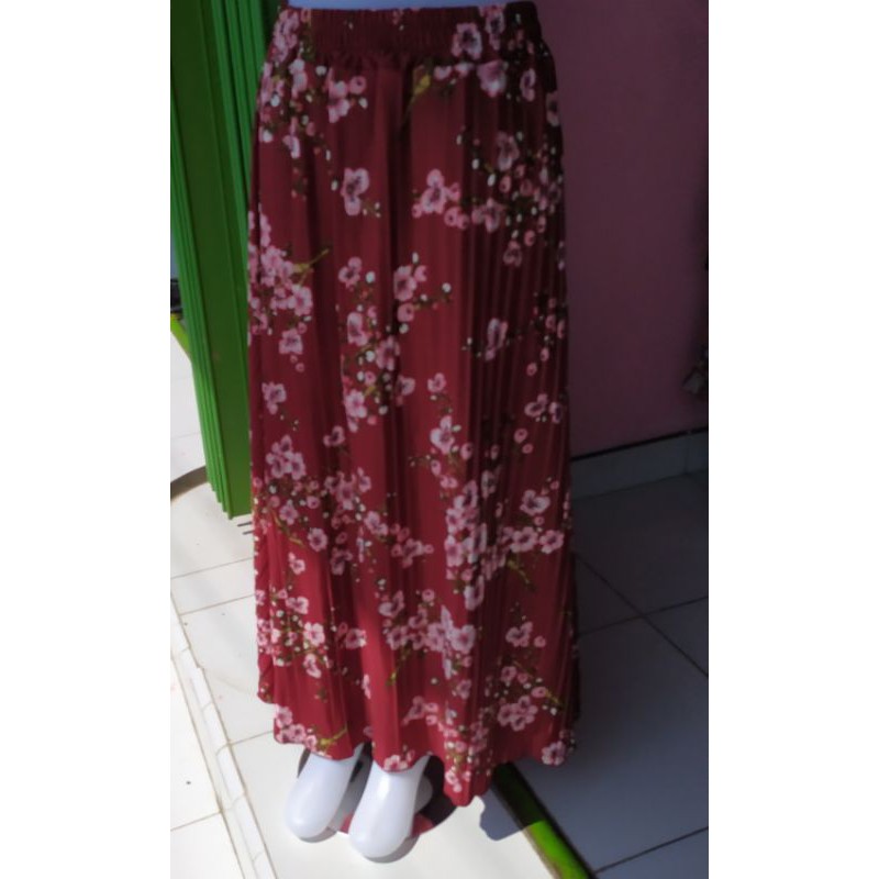 rok plisket motif bunga rok mayung rok viral