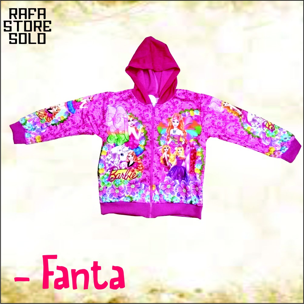 Jaket Anak Perempuan Lucu Unik Karakter Barbie Pink