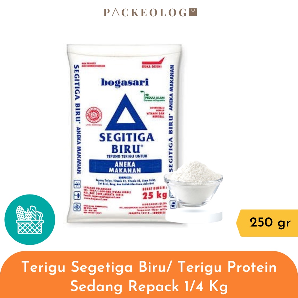 

Tepung Terigu Segitiga Biru Repack Kiloan 250gr