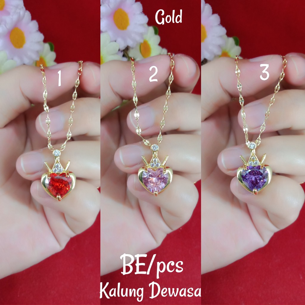 Kalung liontin TITANIUM Batu Saphire