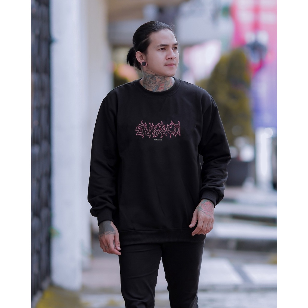 Sweater Crewneck Pria Suke Black Death Putih | Cn Pria | Jaket Sweater Pria Wanita | Crewneck Aesthetic | Sweter Pria | Switer Murah Distro