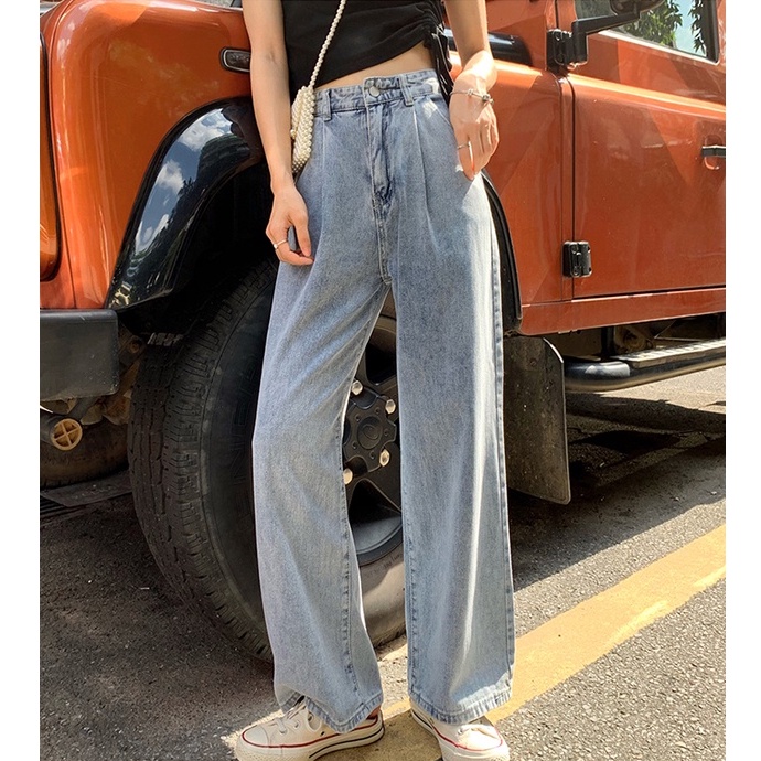 Karet Pinggang Highwaist Loose Celana Jeans Wantia Impor