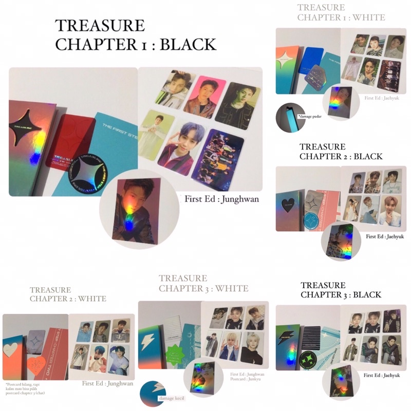 ‼️SALE‼️ TREASURE UNSEALED ALBUM CHAPTER 1 2 3 BLACK WHITE VERSION