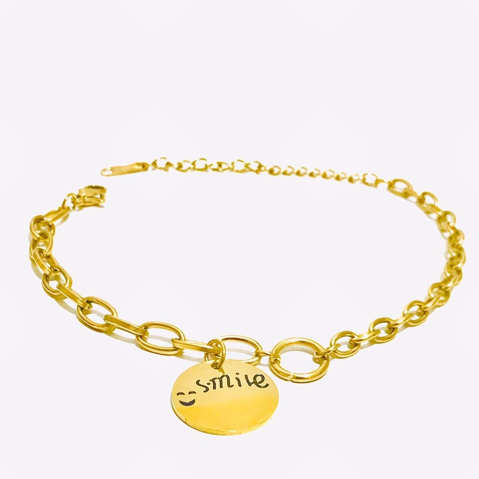 Gelang Rantai Titanium Wanita Lapis Emas Anti Karat GRT-12
