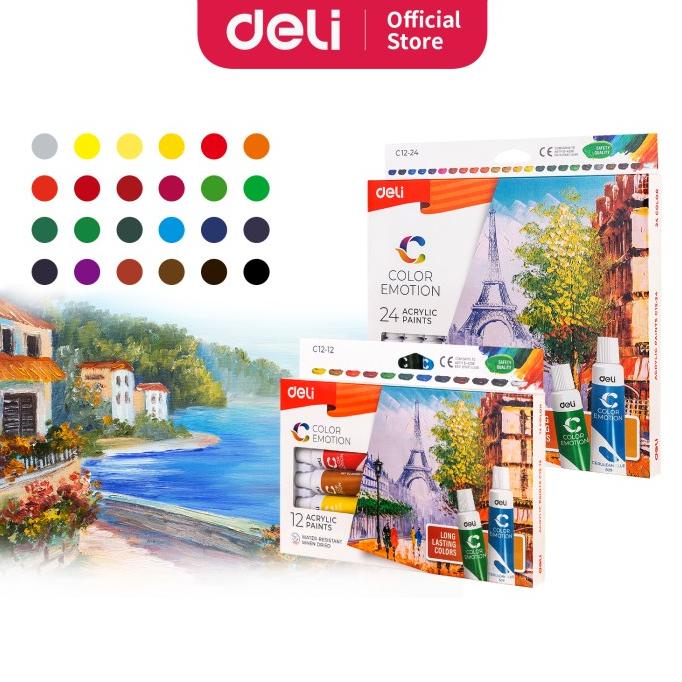 

SALE Deli Acrylic Paint / Cat Akrilik 12/24 Warna Kemasan Kotak 12ml EC12/CAT AKRILIK SET/CAT AKRILIK SET 24 WARNA/CAT AKRILIK PASTEL/CAT AIR/CAT AIR LUKIS SET/CAT AIR GIOTTO/KUAS LUKIS 1 SET/KUAS LUKIS KECIL/KUAS LUKIS LENGKAP/KANVAS LUKIS/KANVAS LUKIS