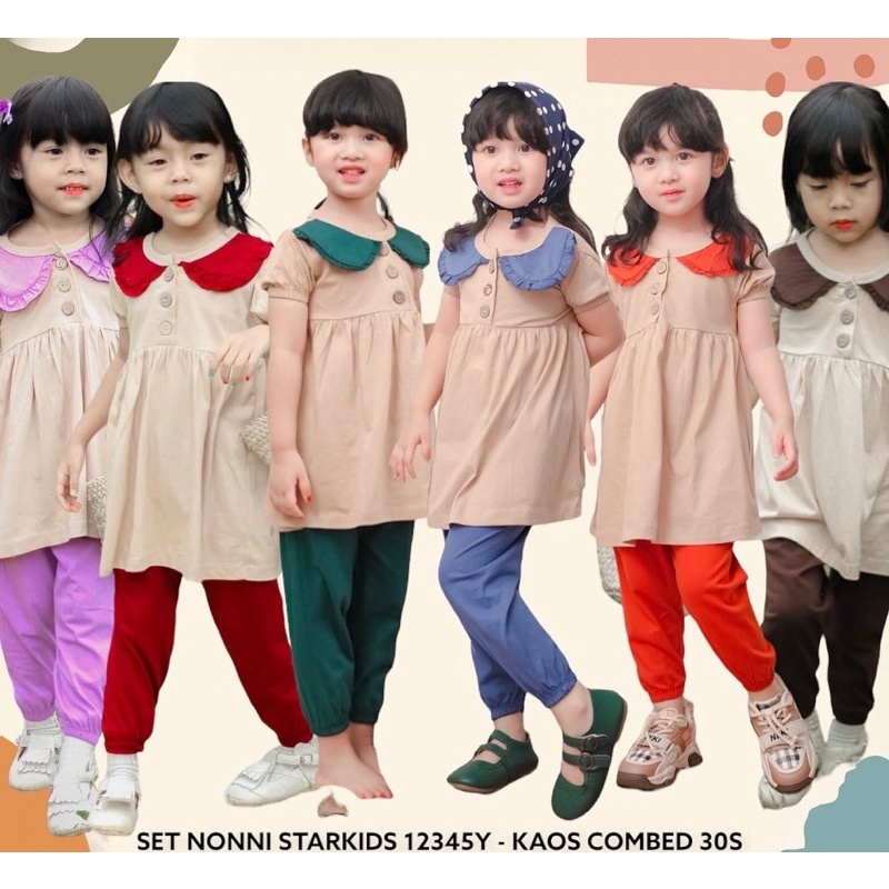SETELAN ANAK PEREMPUAN NONI - SETELAN ANAK PEREMPUAN 1 TAHUN BAHAN COMBED 30S-KAOS SETELAN ANAK PERE