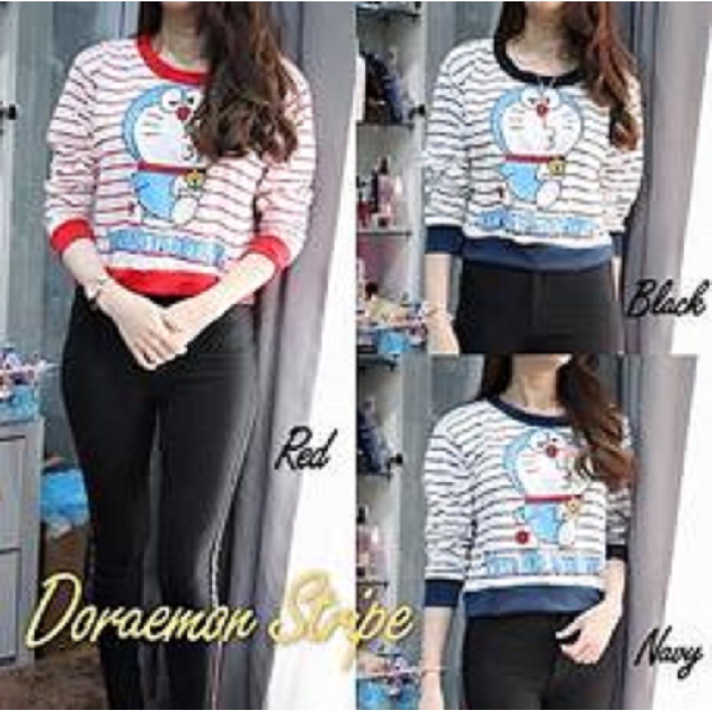 [Sw Doraemon Stripe BC]Sweater wanita Babytery Stripe Varian warna