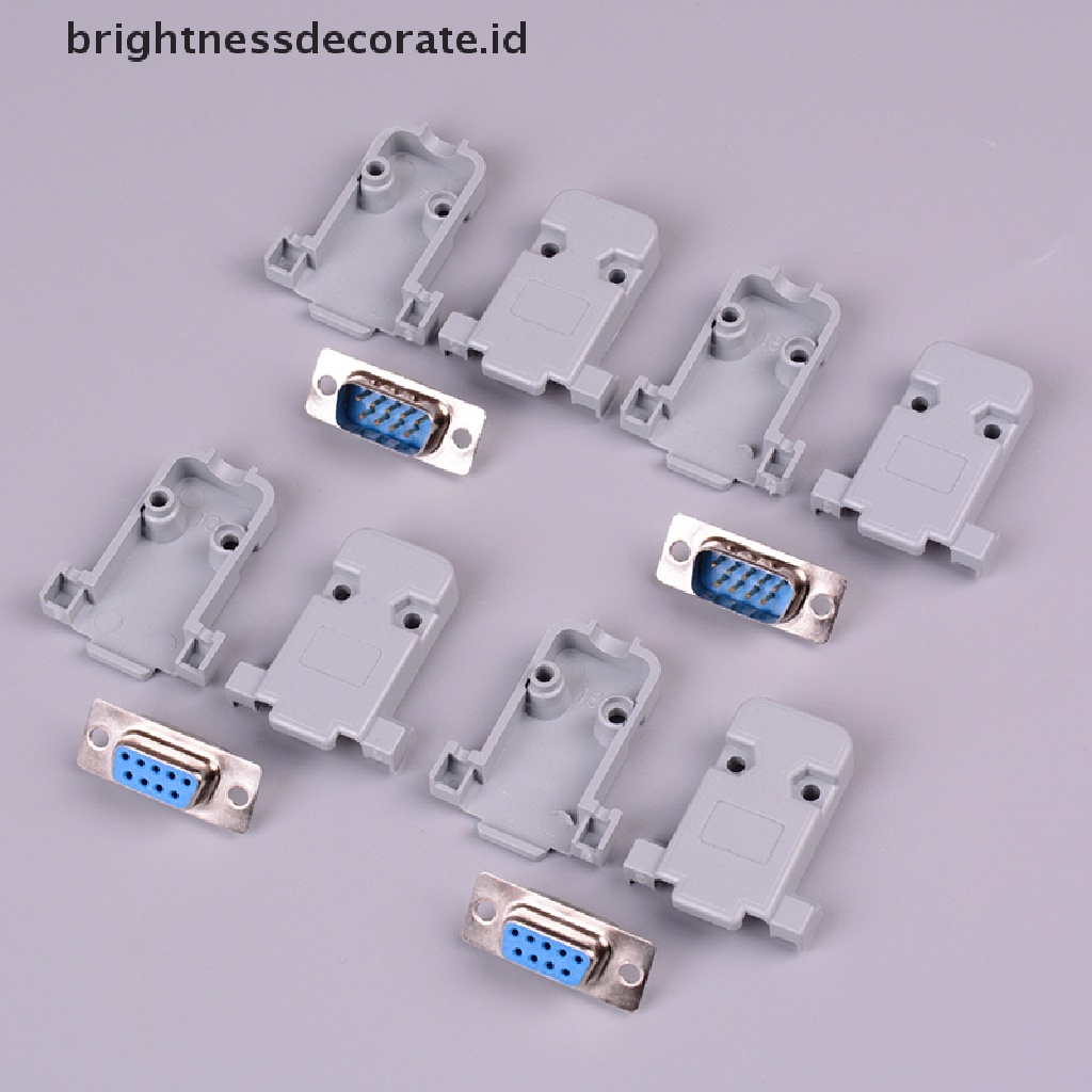 2 Set Rs232 Db9 Female Socket Plug Connector 9 Pin Tembaga Rs232 Dengan Case