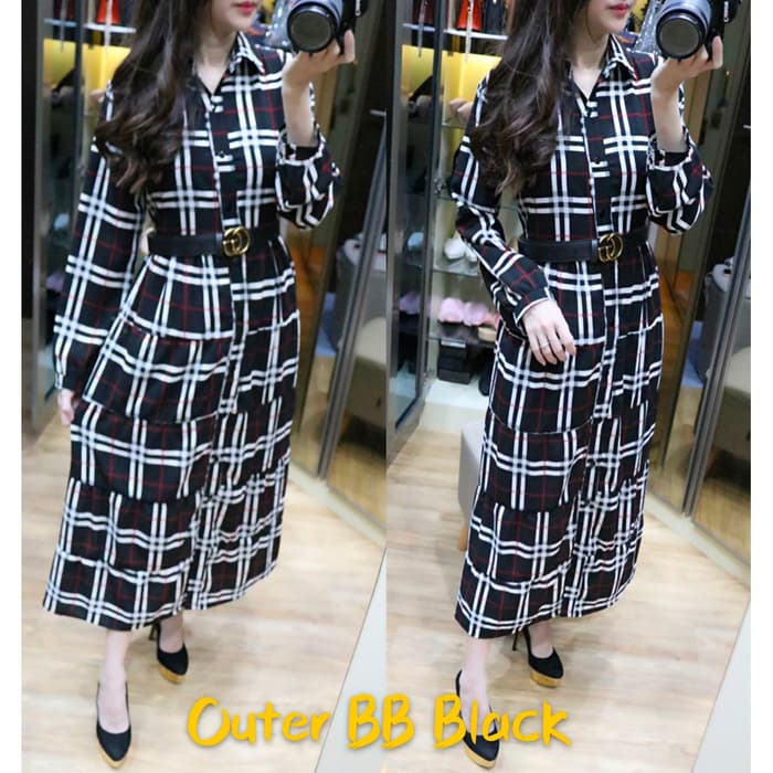 [Outer BB Black BC]Outer wanita kulit jeruk black