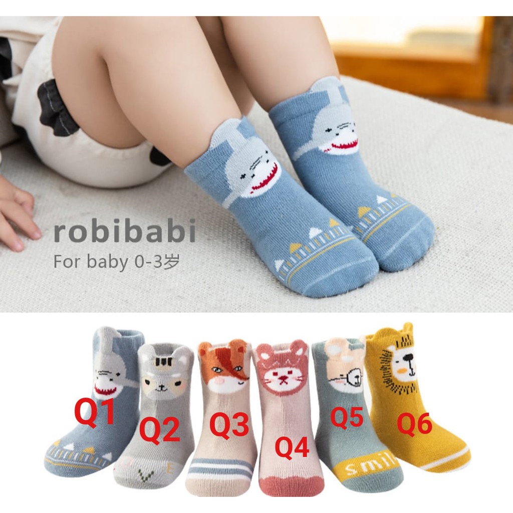 KAOS KAKI BAYI KARAKTER KOREA KAOS KAKI BAYI KAOS KAKI ANAK KARTUN ROBIBABI MOTIF LUCU ANTI SLIP