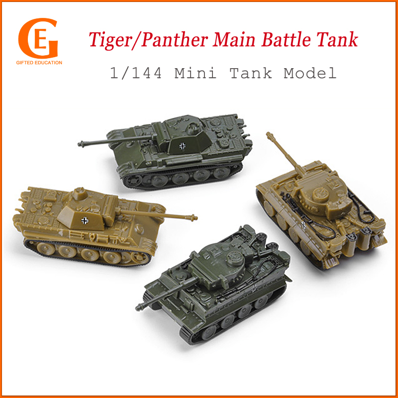 4Pcs Mainan Model Tank Tempur Tiger Panther Jerman Mini 4D Dengan Bola Baja 1 / 144