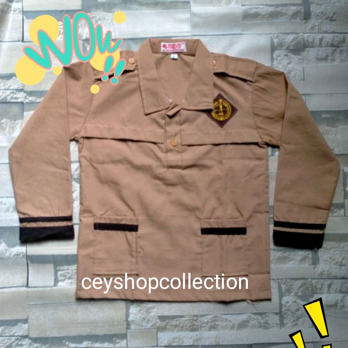 baju termurah pramuka siaga panjag  anak sd coklat lis