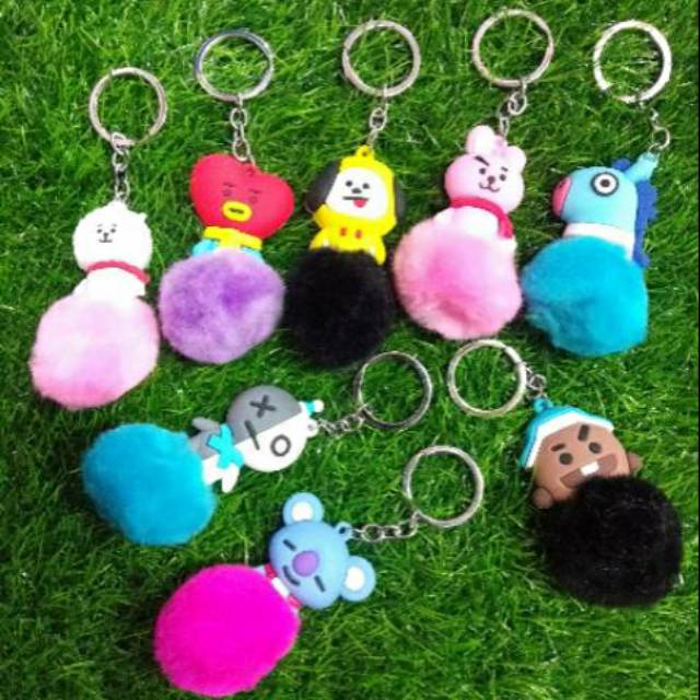 GANTUNGAN TAS KUNCI BT21 ATAU BTS POM POM