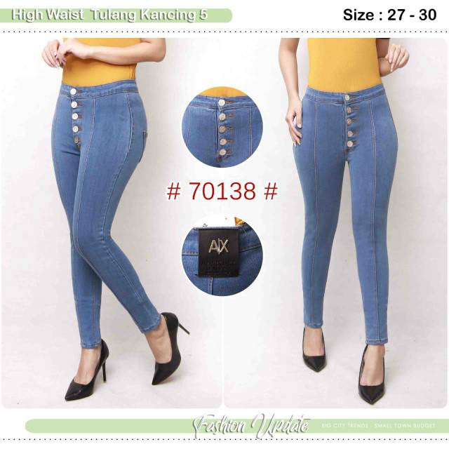 CELANA HIGHWAIST KANCING'5 TULANG SIZE 27-30 TERSEDIA 3WARNA PILIHAN