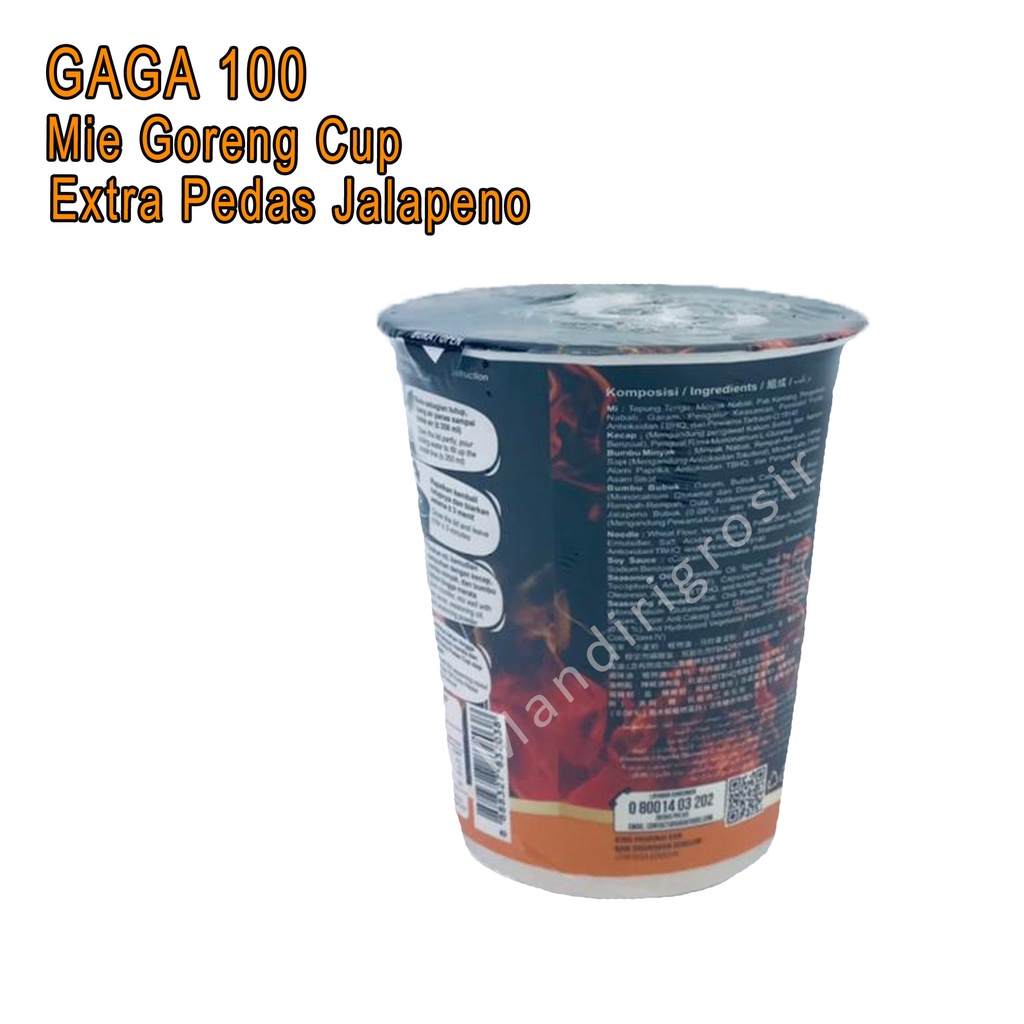 Mie Instan Cup *GAGA 100 * Ekstra Pedas * Goreng Jalapeno 75g