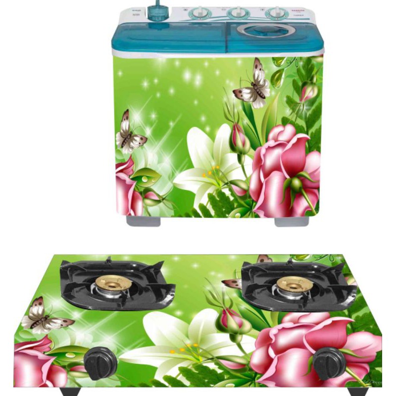 stiker kompor gas yang dua tungku dan mesin cuci