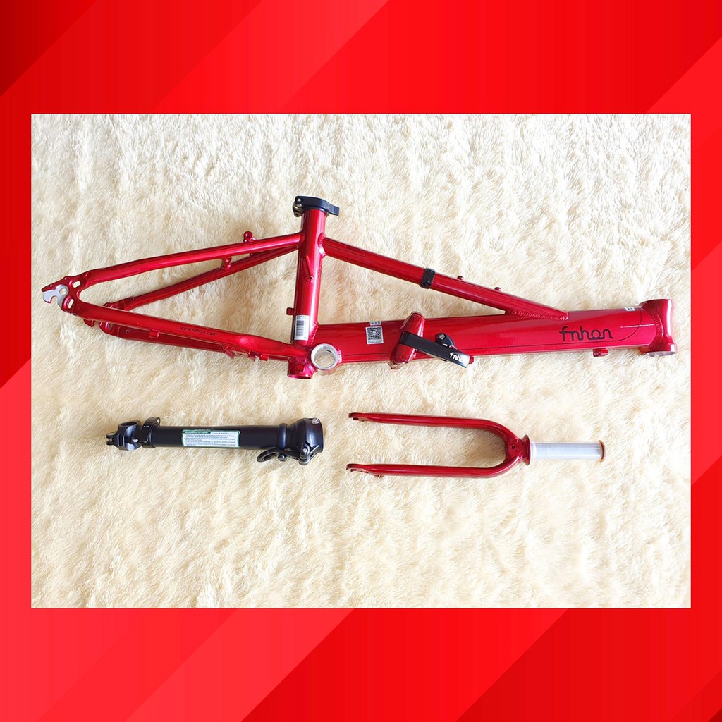 Frame dan HP Fnhon Monsoon Red Merah 20 inch U brake Alumunium Aluminium Monson Mon Soon Handle Post