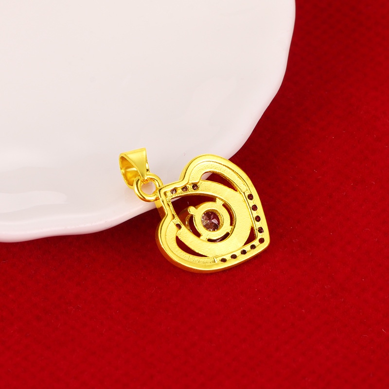 Kalung Rantai Klavikula Hias Liontin Hati Berlian 24K Untuk Wanita