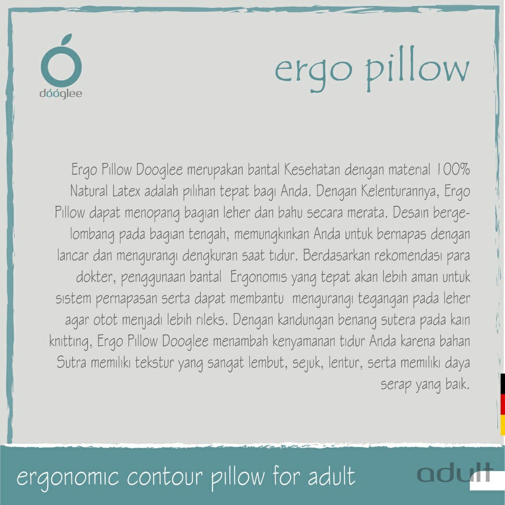 Dooglee Ergo Pillow 60×40×12/10cm / Bantal Dewasa 8997223911454