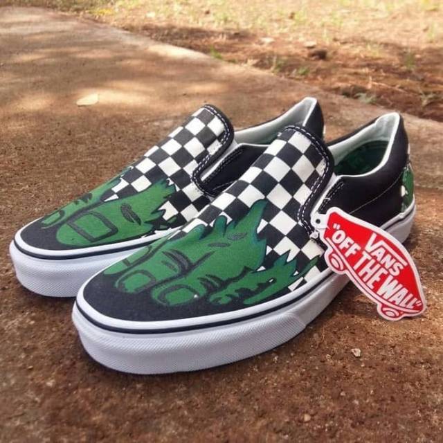 Sepatu Vans Slip On Slop Checkerboard Catur Hulk Marvel Import Premium Quality