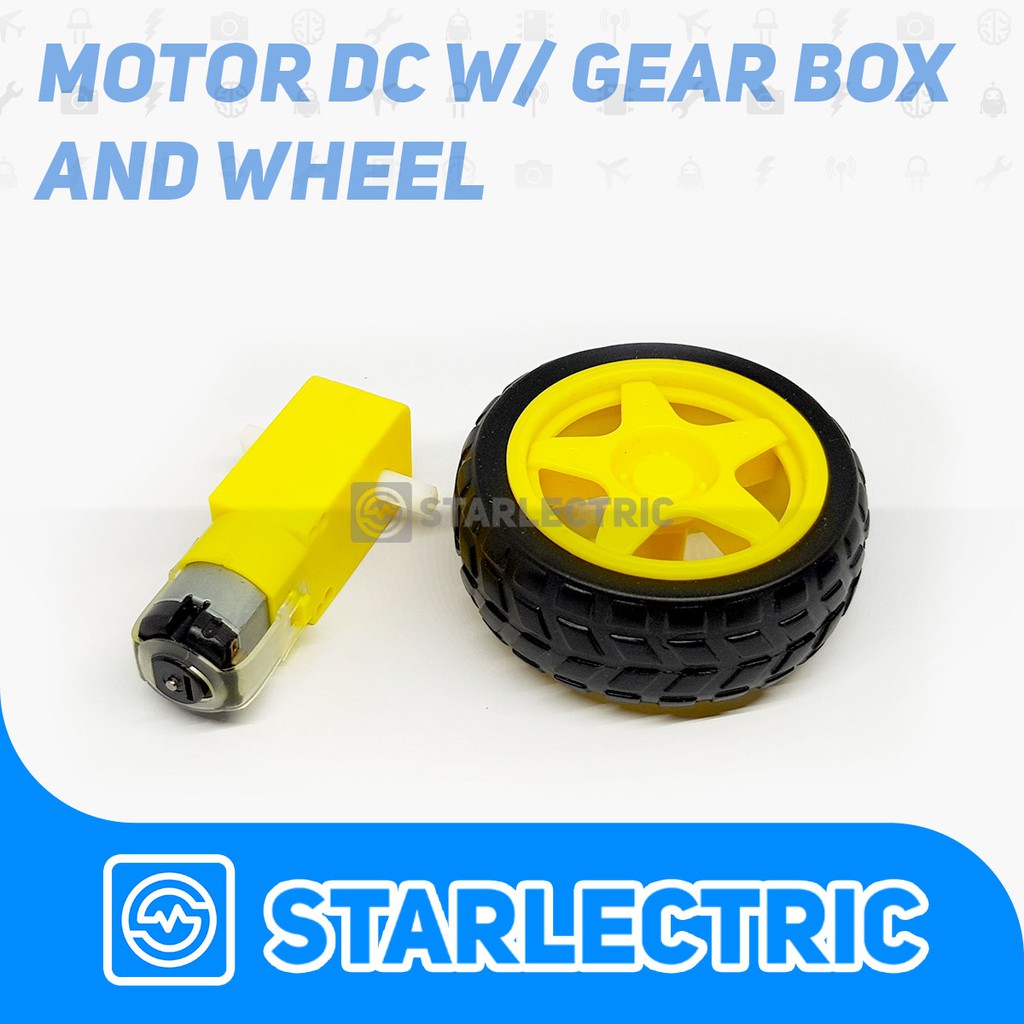 Motor DC Gearbox Kuning Dan Roda Smart Car Robot Wheel