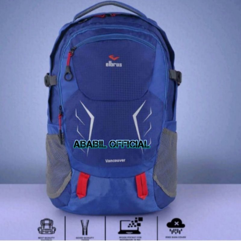 RANSEL PRIA/WANITA KAPASITAS 25-30L MERK ELBRUS DI JAMIN 100% BARANG DISTRO ADA PELINDUNG