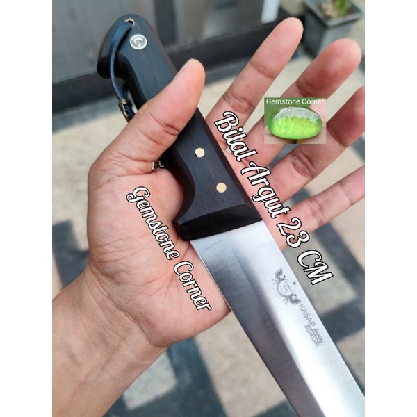 PISAU SEMBELIH BILAL ARGUT 23 CM HANDEL KAYU SONOKELING GELAP + SARUNG PISAU