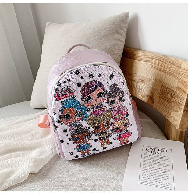 TAS RANSEL REVERSE SEQUIN ANAK BERUBAH GAMBAR MOTIF LOL BFF UNICORN IMPORT BAGUS