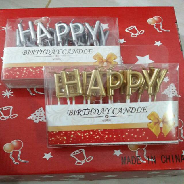 𝐓𝐞𝐫𝐦𝐮𝐫𝐚𝐡 Lilin Ulang Tahun Huruf Kapital / Happy Birthday Candle chrome