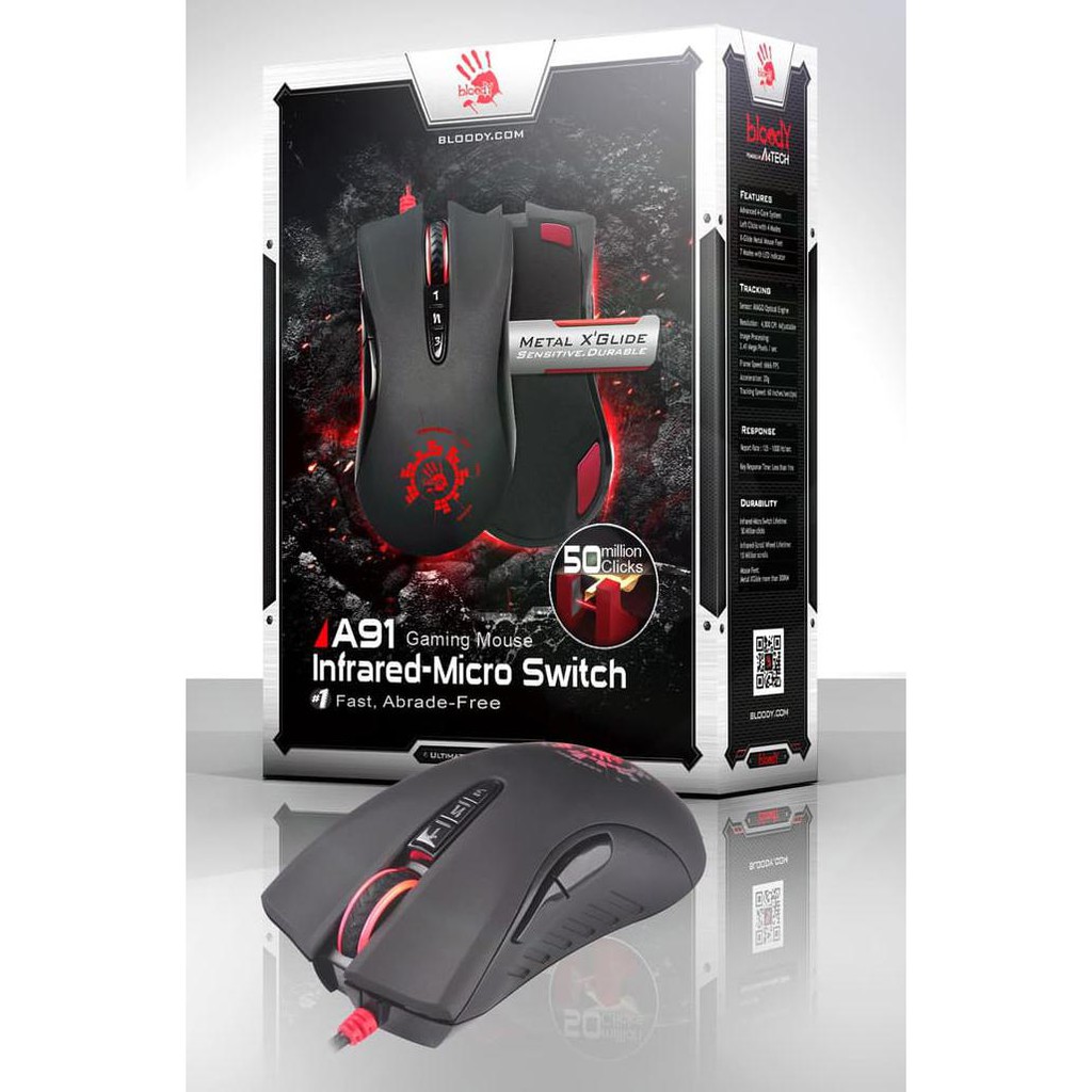 Kualitas Terbaik mouse gaming Mouse gaming bloody A91 full macro FREE MOUSE PAD STOK TERBATAS