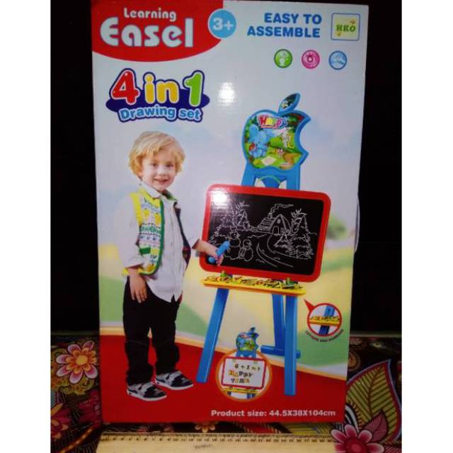 

Learning Easel 3 In 1 (White Board, Black Board, Clip On Paper To Draw) Terbaru