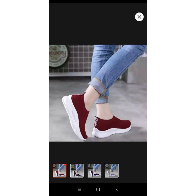 sepatu wanita  Terbaru slip on vegasus sport-Maroon