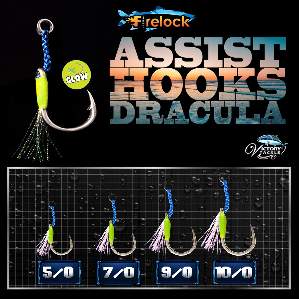 Assist Hook FIRELOCK DRACULA GLOW IN THE DARK Slow Jigging Material From Japan