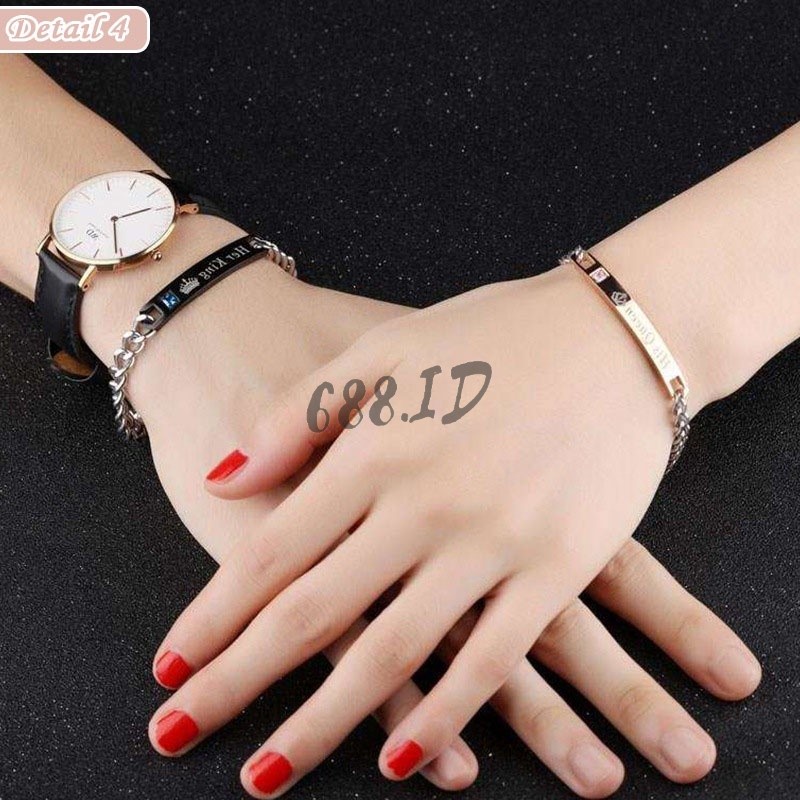 [688.id] Gelang Fashion Pria &amp; Wanita (TIDAK CUSTOM NAMA)  Bisa Couple Her King His Queen Pasangan Bestie Murah Meriah GL 34