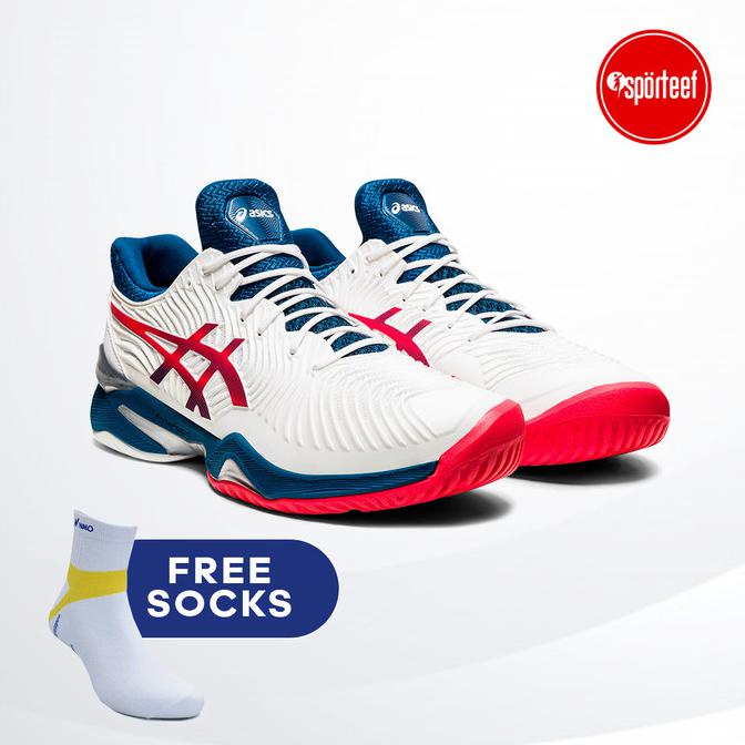 Discount Asics Court FF 2 White Original Tennis / Sepatu Tenis Novak Djokovic - 41.5