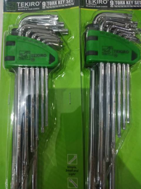 Kunci L Bintang Tekiro panjang  tanpa lobang 9pcs Torx Key Set