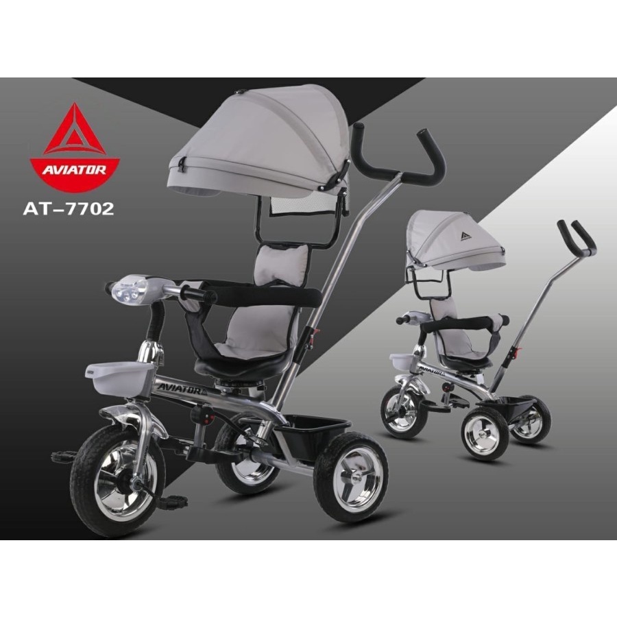 Sepeda Anak Bayi Balita Dorong Roda 3 Tricycle Aviator AT7702 Lampu Musik Kursi Putar By Pacific-1
