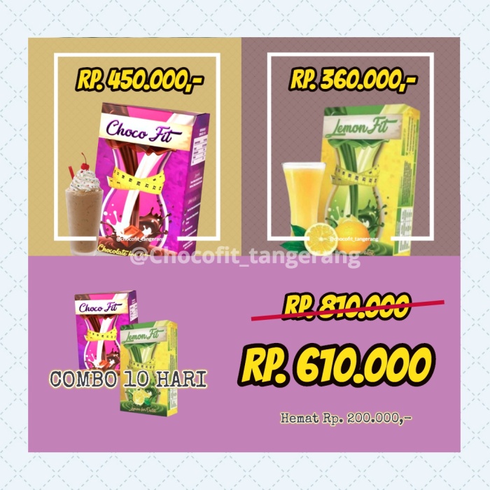 

DISKON - (BISA COD) Combo (10 Hari) Choco Fit + Lemon Fit | Turun Berat Badan 4kg Seminggu