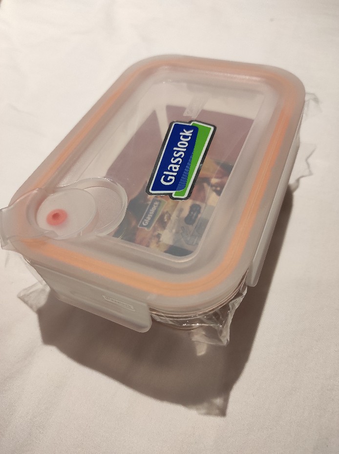 Tempat Makan 480 Ml Glasslock Oven Safe Wadah Makanan Aircap Lunch Box - Oranye