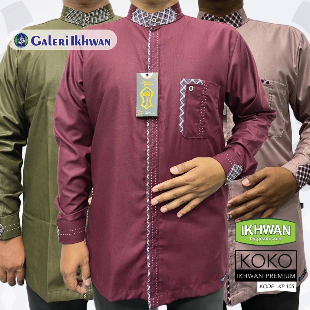 Baju Koko Muslim - IKHWAN PREMIUM 5 list sulam manset